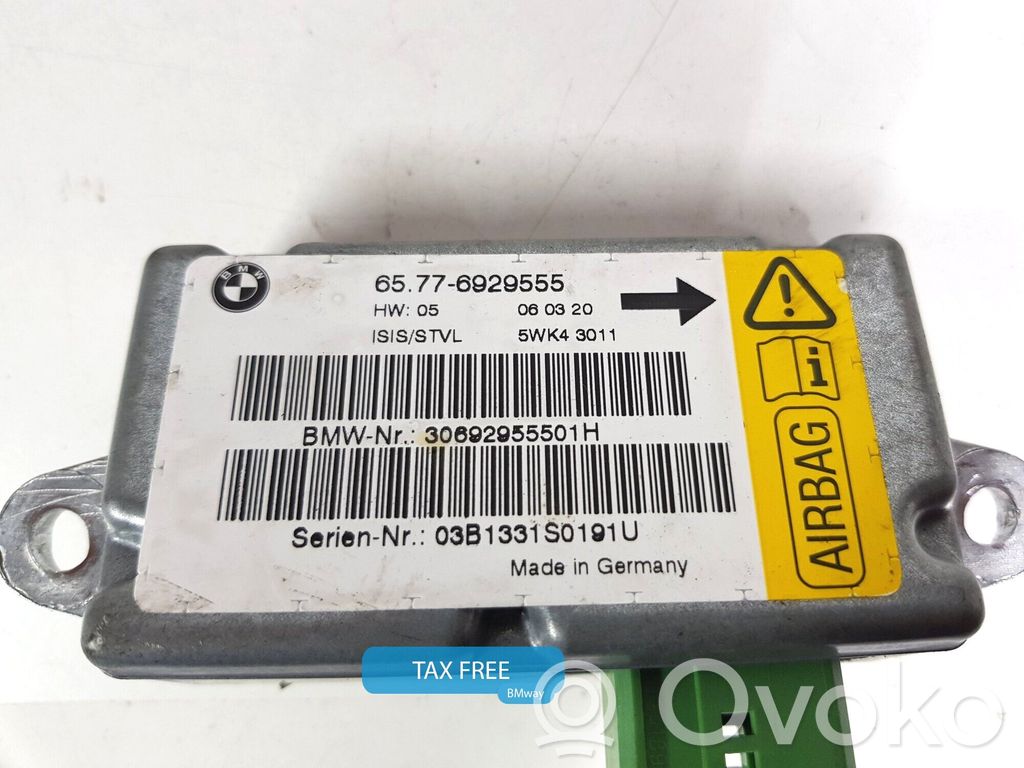 Module de contrôle airbag   6970905,65776929555,65776970905,0153410,0305775,0391433,0412296,0414769,6920477,6929555,6937419,6946105,6947415,6949903,6960227,6970905