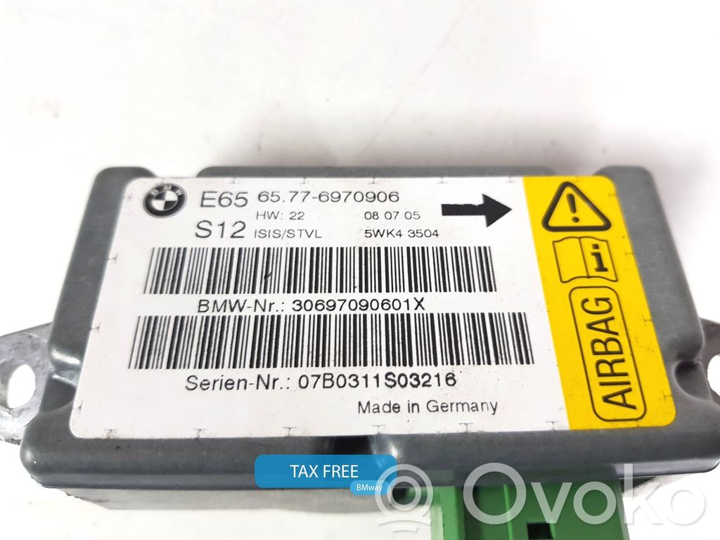 Module de contrôle airbag   6970906,6970906,65776970906,0393599,0407289,0413724,6970906