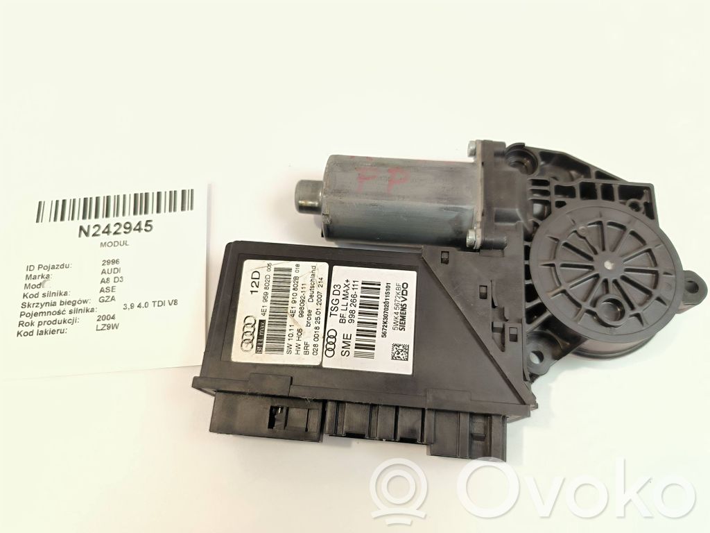 Front door window regulator motor   4E1959802D,998266111,998092111,4E1910802B,5WK45672KBF