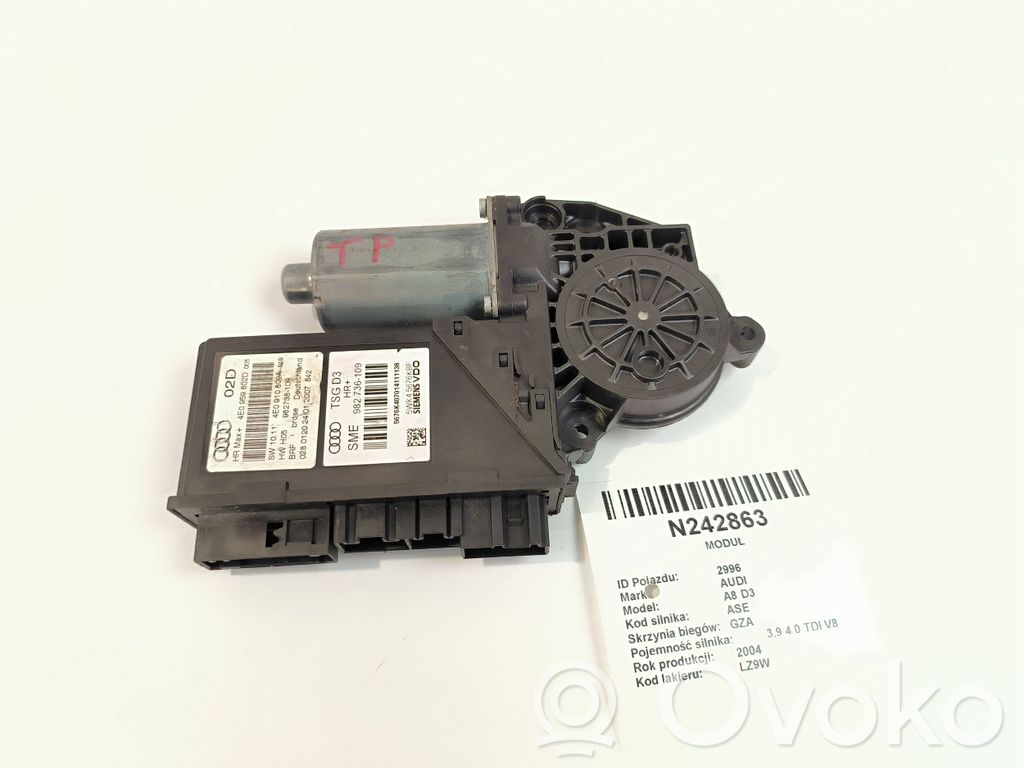 Rear door window regulator motor   4E0959802D,982738109,4E0910802A,5WK45676KBF,982736109