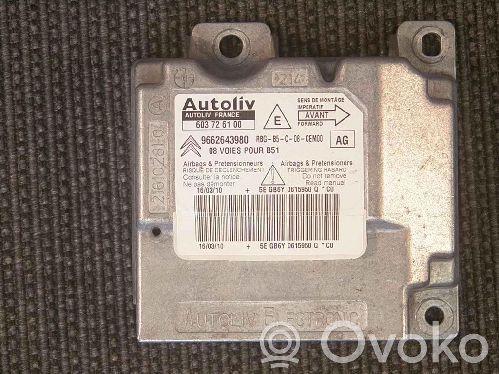 Unidad de control/módulo del Airbag   9662643980