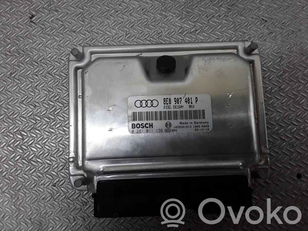 Engine control unit/module   8E0907401P,0281011136