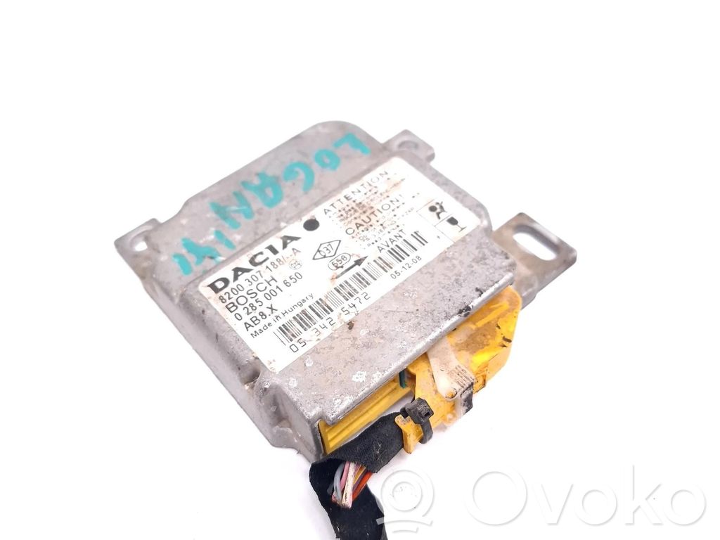 Sterownik / Moduł Airbag   8200307188A,8200307188A,0285001650,0285001650,053425472,AB8X,AB8X,KB122849C