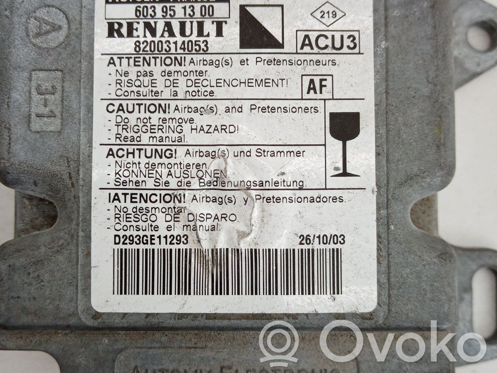 Airbag control unit/module   603951300,8200314053