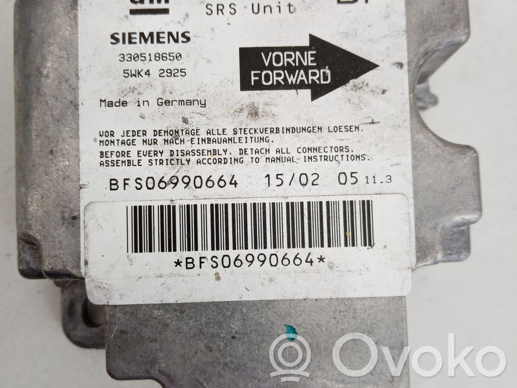 Airbag control unit/module   09229302BF,330518650,5WK42925