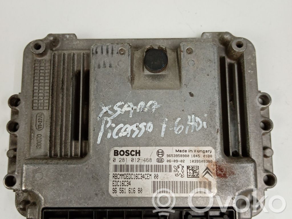 Engine control unit/module   0281012468,9656161680BOSCH,EDC16C34