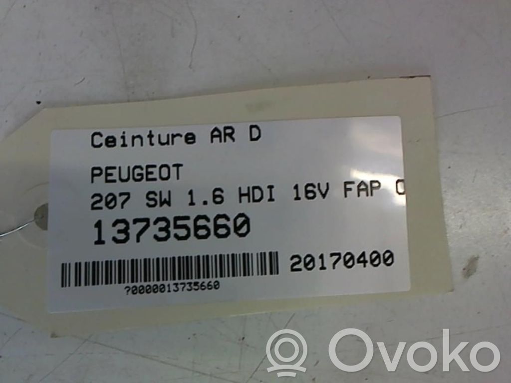 Peugeot 207 Cinturón trasero 
