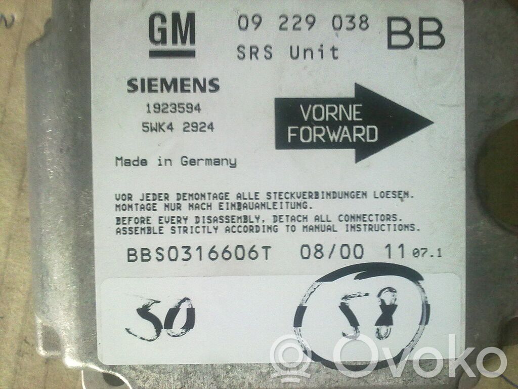 Airbag control unit/module   09229038