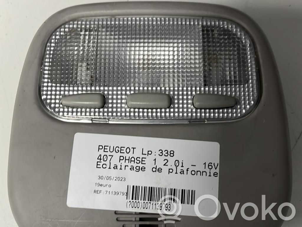 Peugeot 407 Éclairage lumière plafonnier avant 