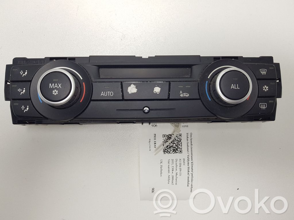 BMW X1 E84 Gaisa kondicioniera / klimata kontroles / salona apsildes vadības bloks (salonā) 