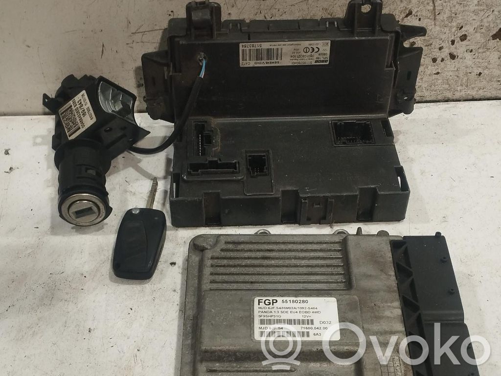 Fiat Panda II Komputer / Sterownik ECU i komplet kluczy 