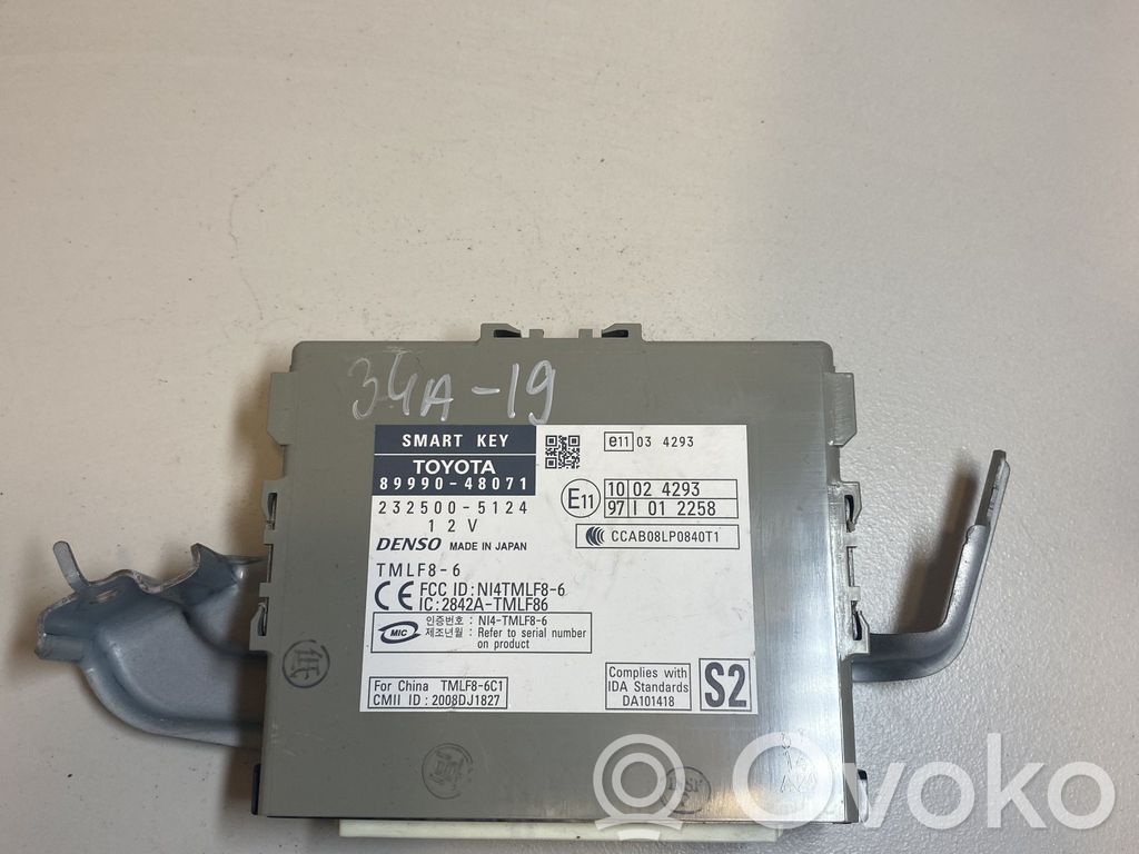 Lexus RX 450H Moduł / Sterownik systemu uruchamiania bezkluczykowego 