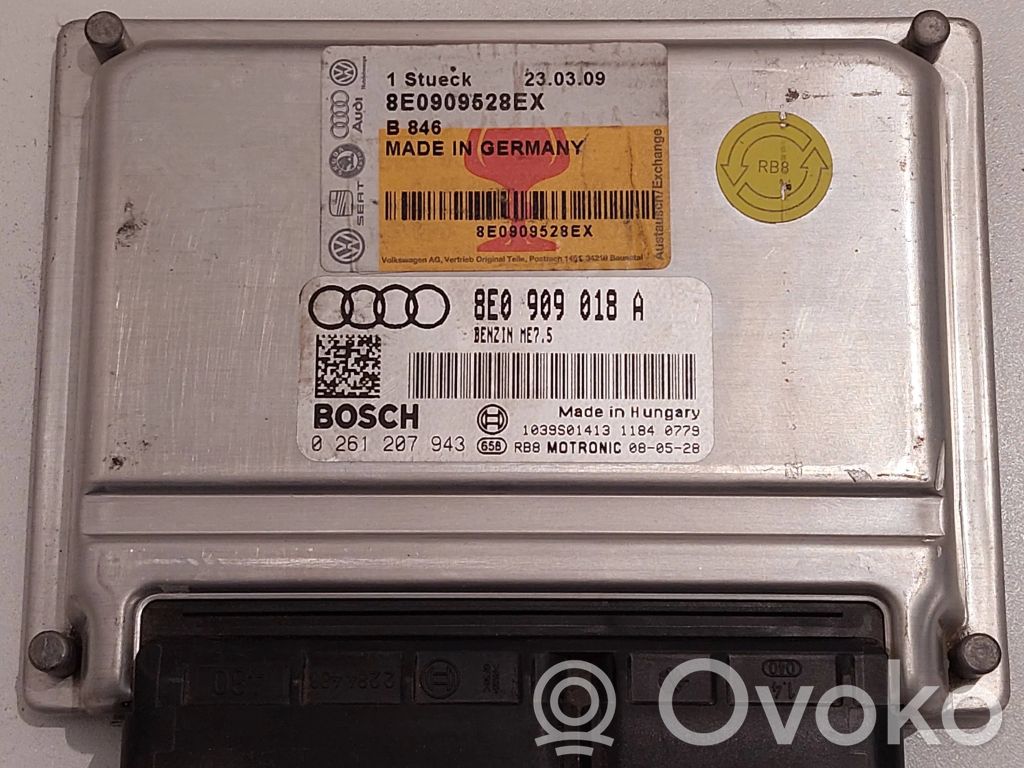 Engine control unit/module   8E0909018A,8E0909528EX,0261207943