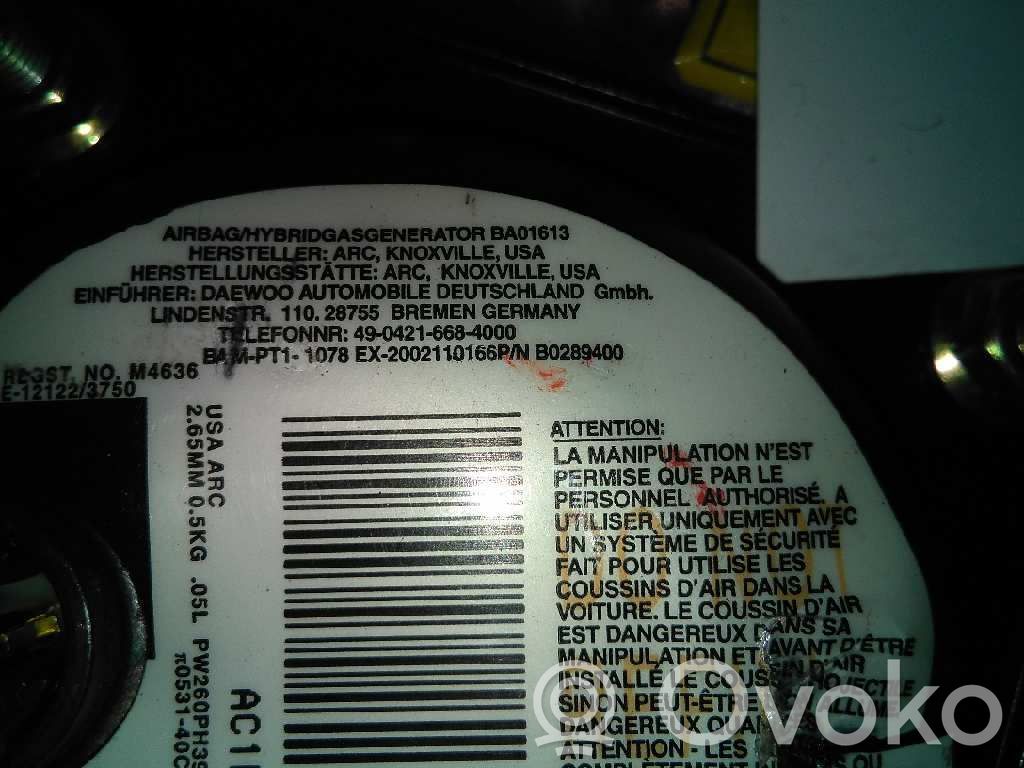 Daewoo Kalos Airbag dello sterzo 