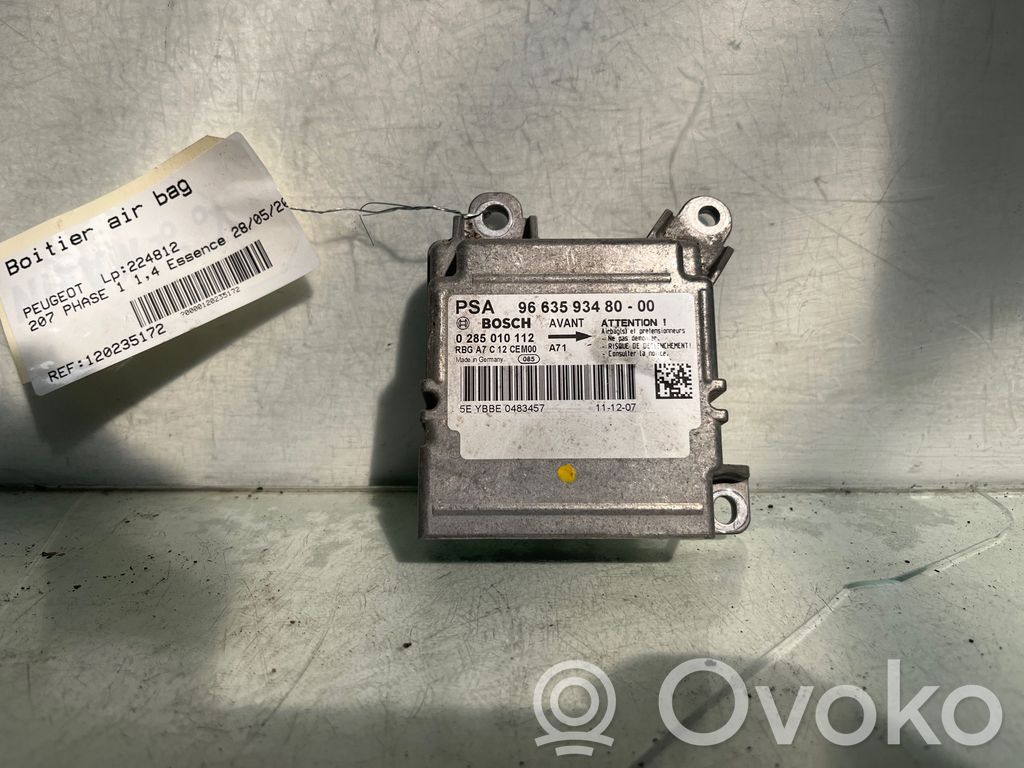 Peugeot 207 Unidad de control/módulo del Airbag 