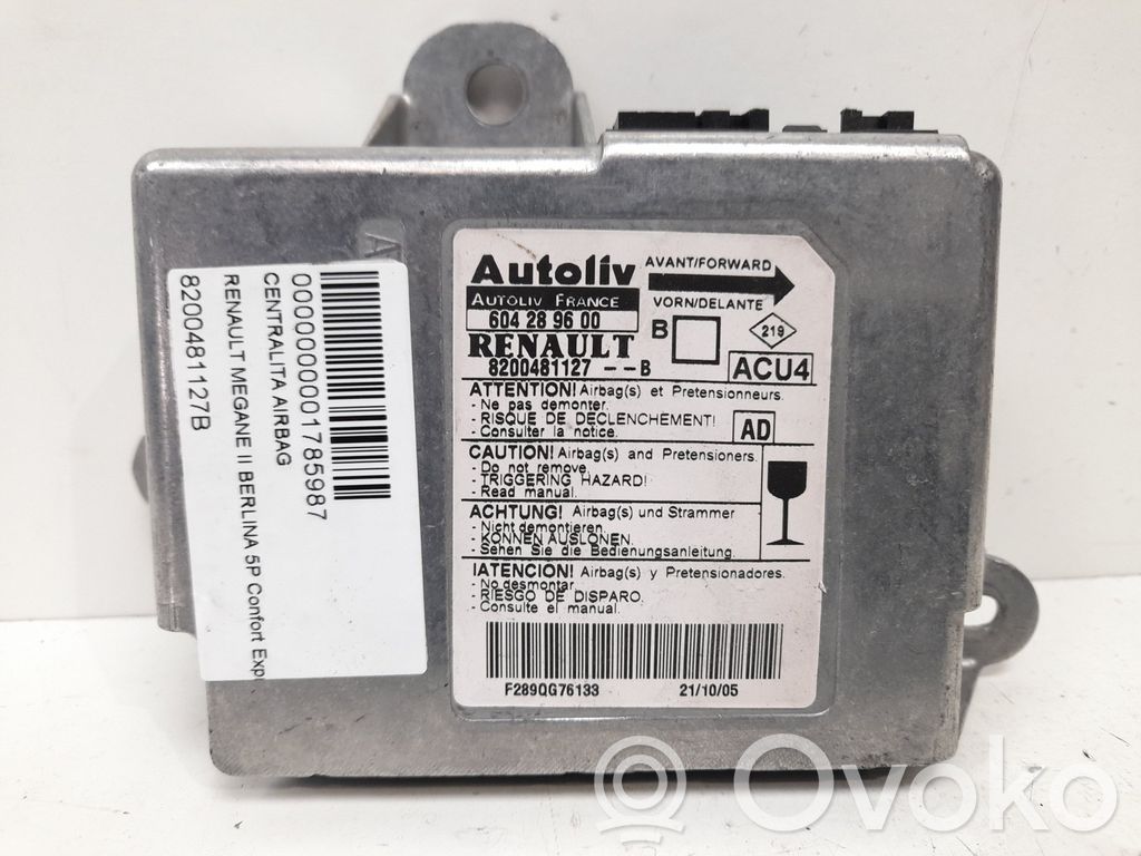 Renault Megane II Unitate/modul de comandă airbaguri 