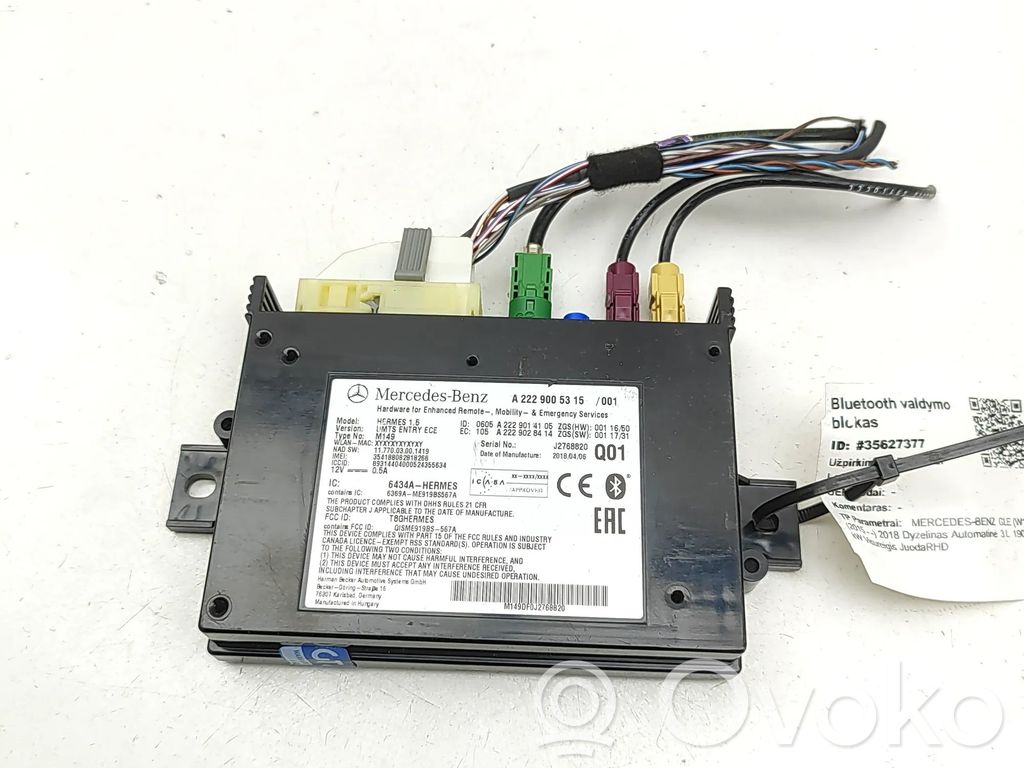 Mercedes-Benz GLE (W166 - C292) Moduł / Sterownik Bluetooth 