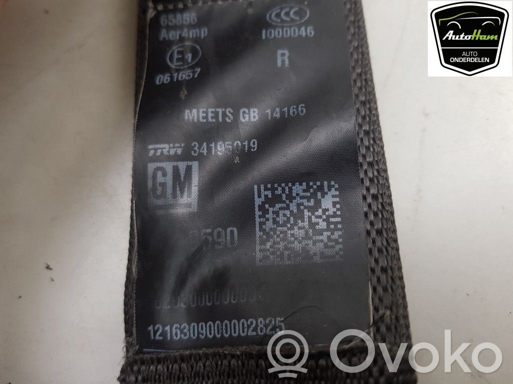 Opel Astra K Ceinture de sécurité arrière 