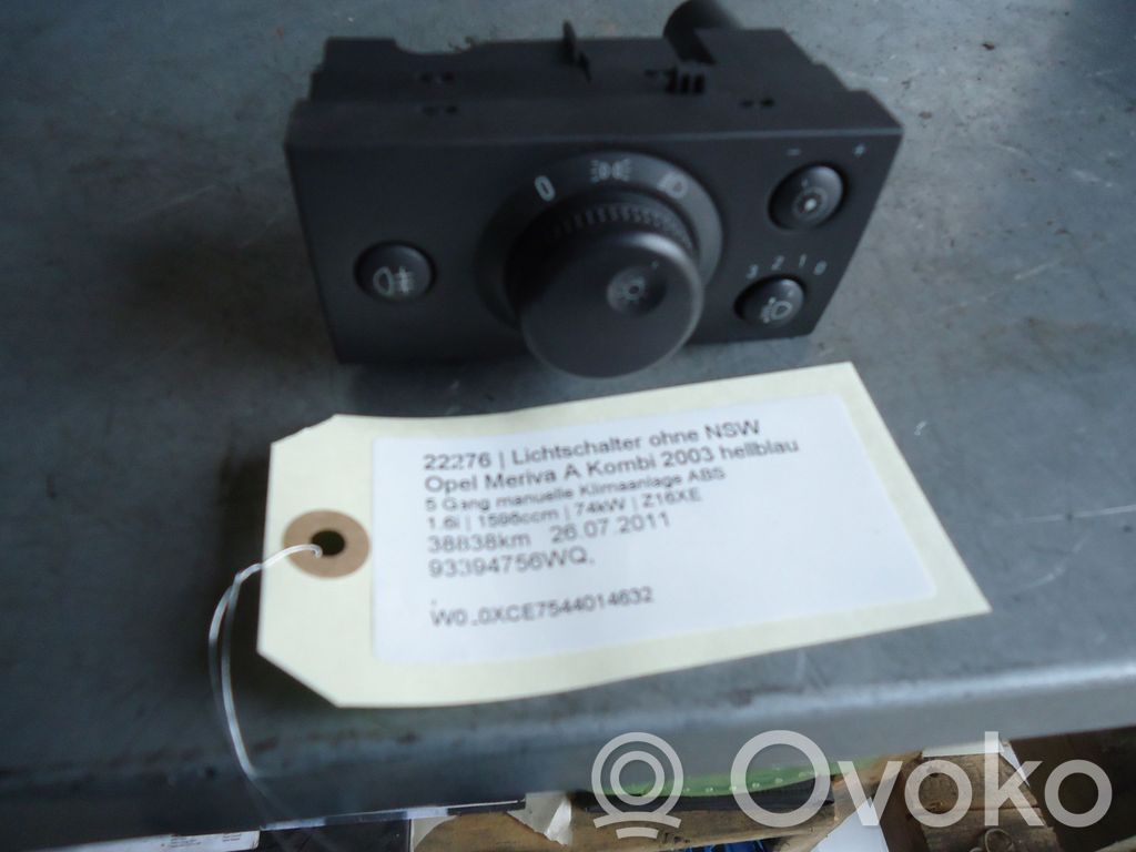 Opel Meriva A Interruptor de luz 