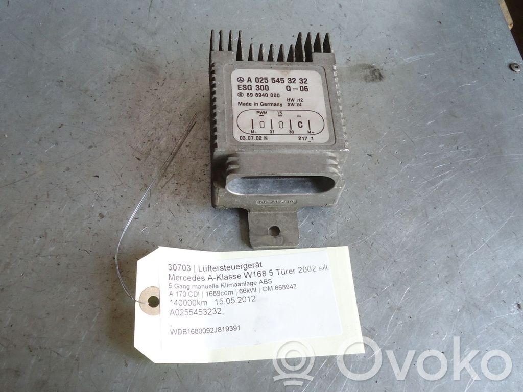 Mercedes-Benz A W168 Modul control ventilator 