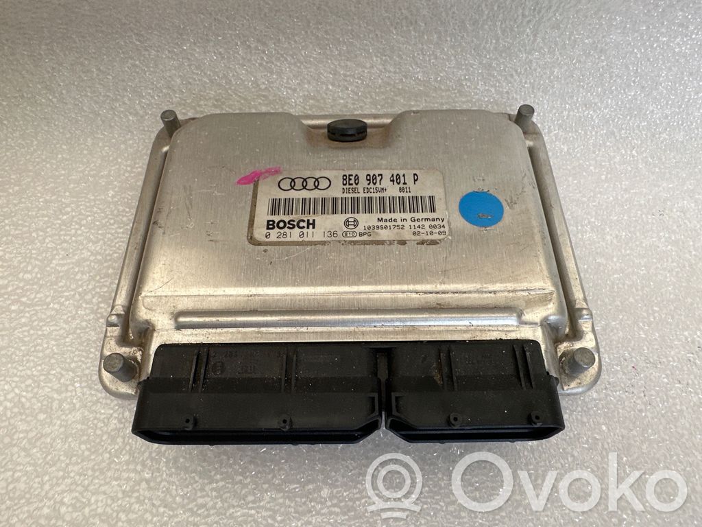 Engine control unit/module   8E0907401P,0281011136,1039S01752