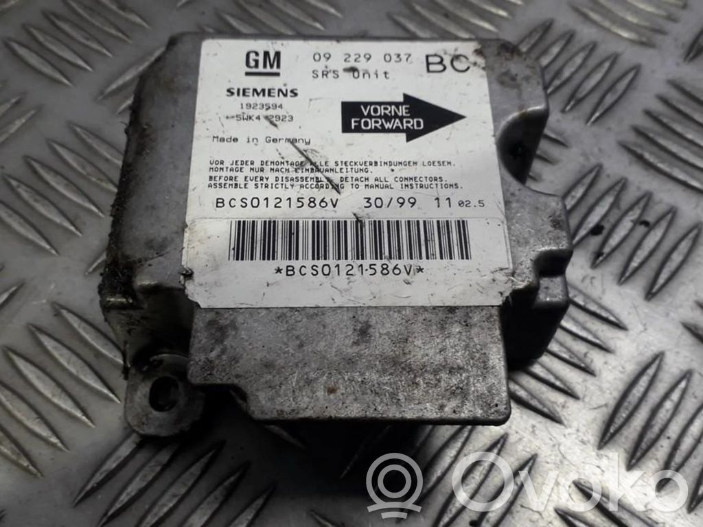 Centralina/modulo airbag   09229037BC,GM09229037BC,09229037BC,5WK42923,GM09229037,GM09229037BC