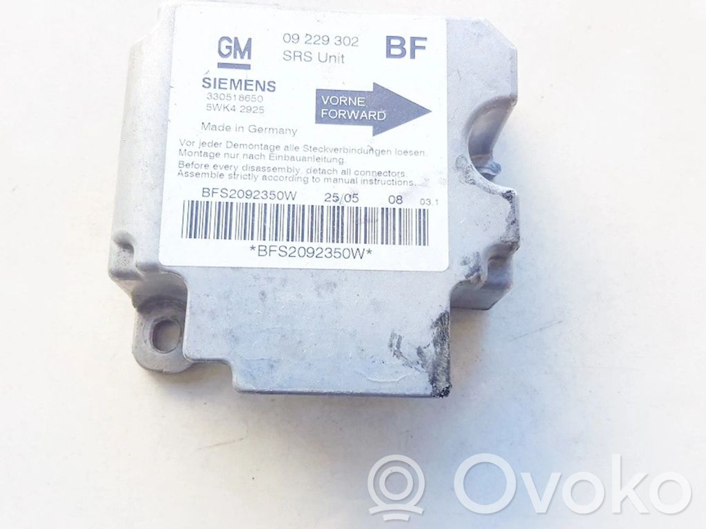 Module de contrôle airbag   09229302BF,5WK42925,09229302BF,5WK42925