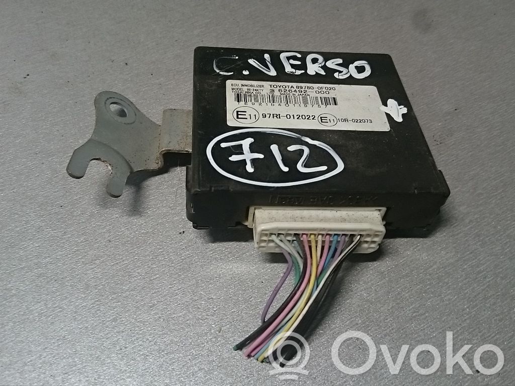 Toyota Corolla Verso E121 Unitate/modul comandă imobilizator 