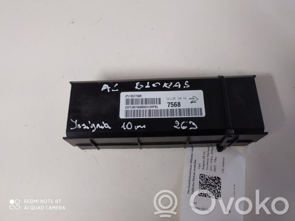 Opel Insignia A Air conditioning/heating control unit 