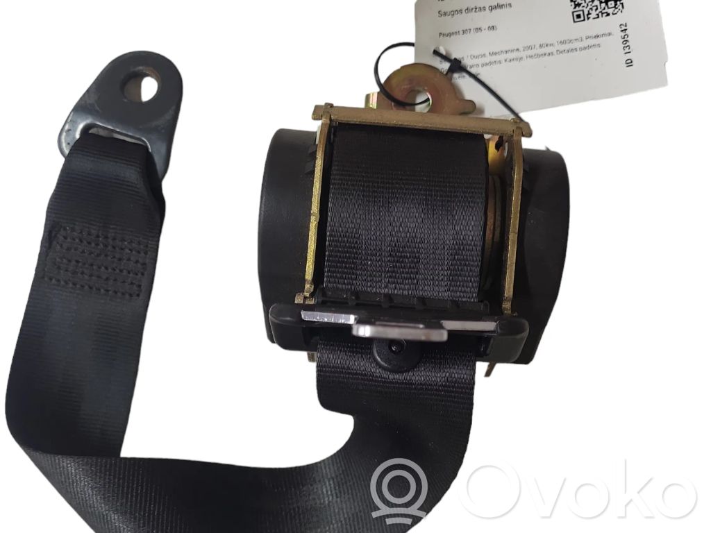 Peugeot 307 Rear seatbelt 