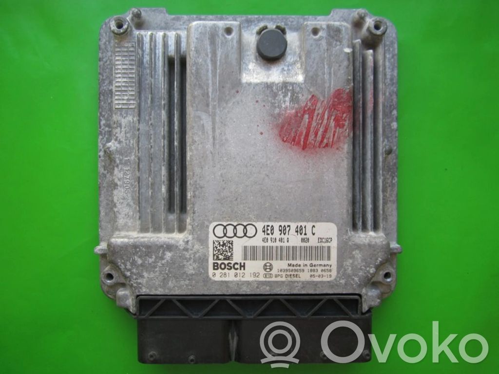Engine control unit/module ECU   4E0907401C,0281012192
