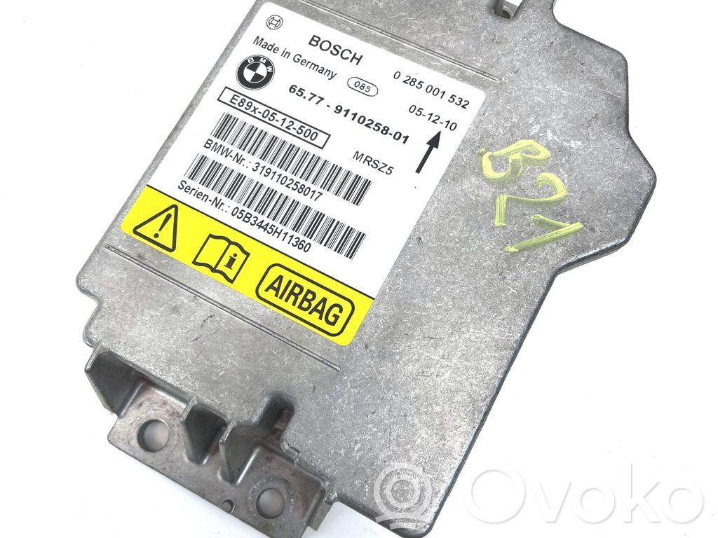 Module de contrôle airbag   65779110258,9110258,65779184432,65779134280,65779166057,9134280,9166057,9184432