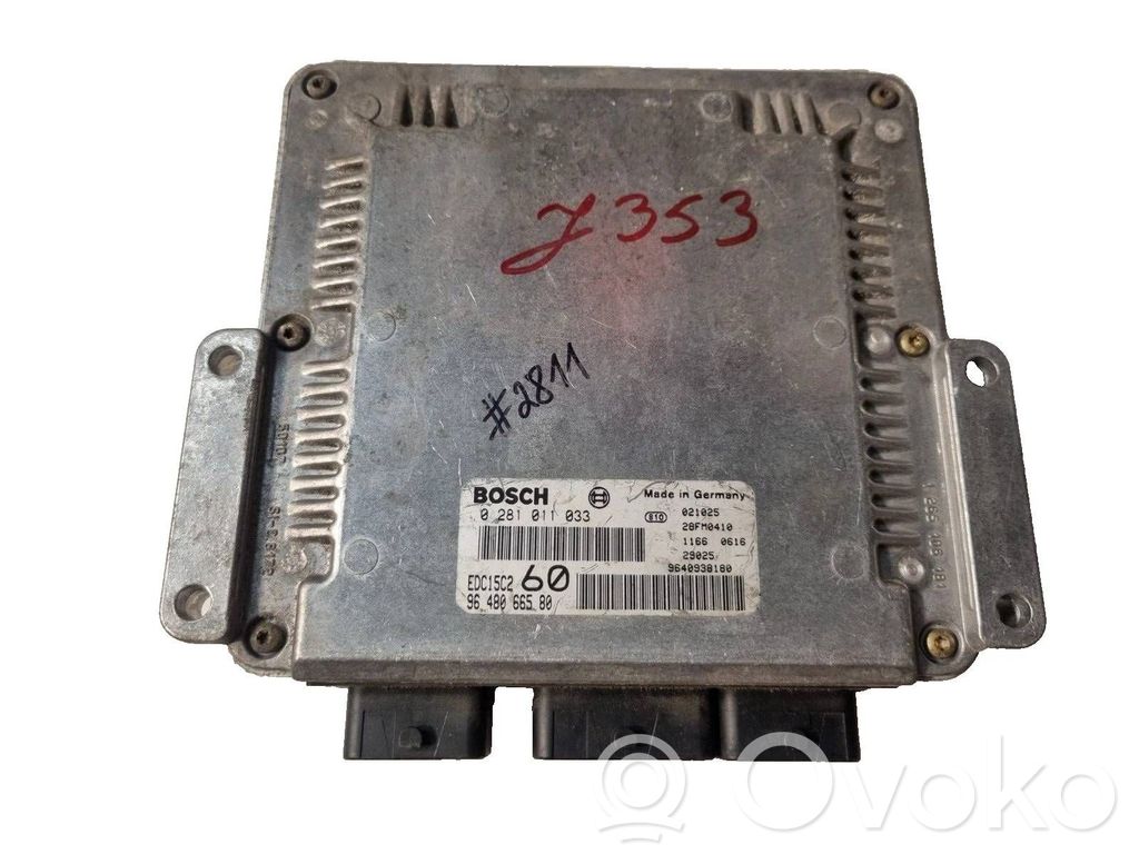 Engine control unit/module   0281011033,9648066580,9640938180