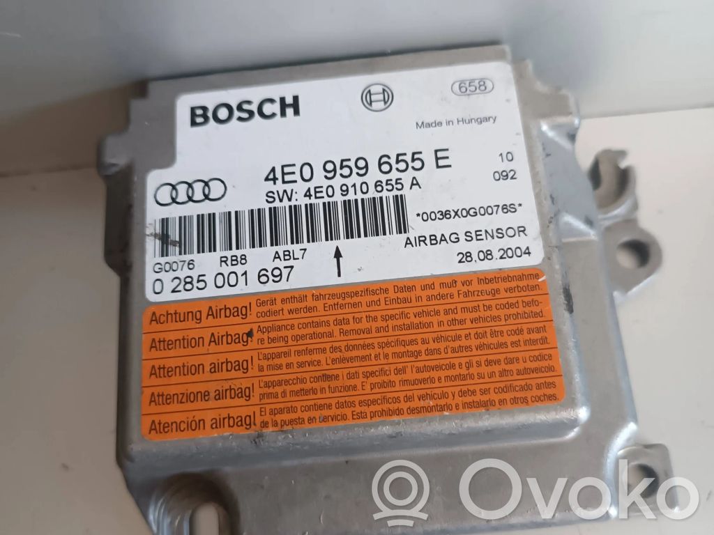 Audi A8 S8 D3 4E Module de contrôle airbag 