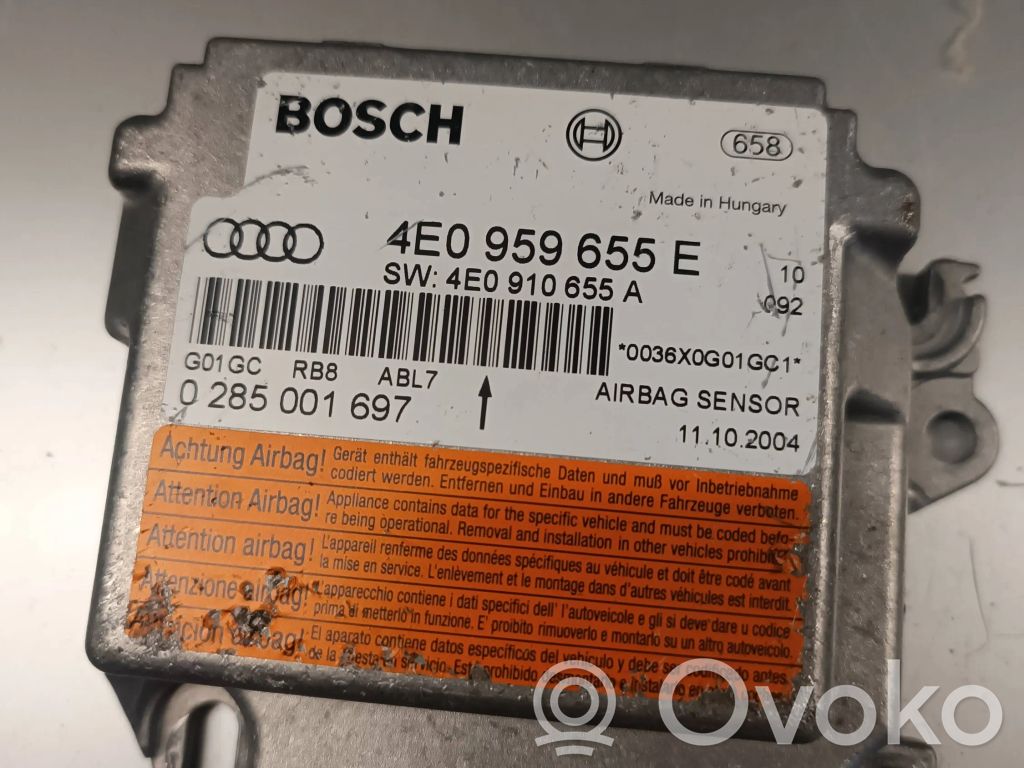 Audi A8 S8 D3 4E Module de contrôle airbag 