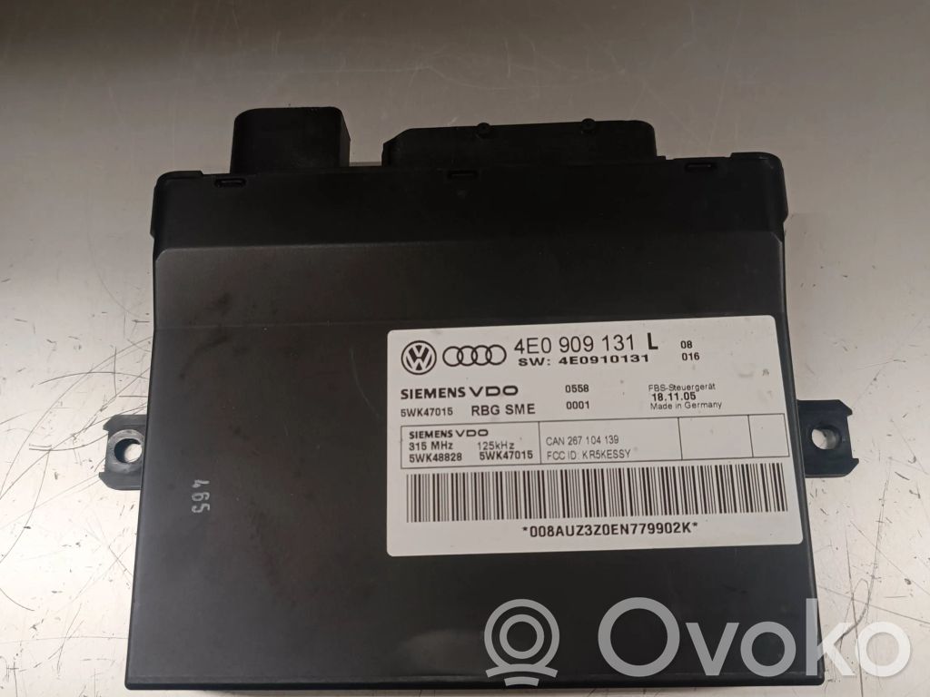 Audi A8 S8 D3 4E Keyless (KESSY) go control unit/module 