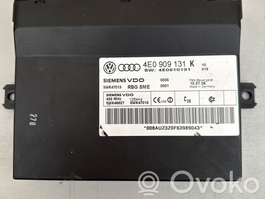 Keyless (KESSY) go control unit/module   4E0909131K,5WK47013,4E0910131