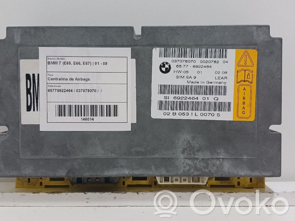 Turvatyynyn ohjainlaite/moduuli   65776922464,037078070