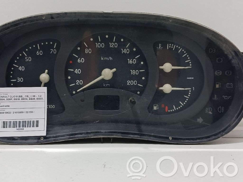 Renault Clio II Speedometer (instrument cluster) 