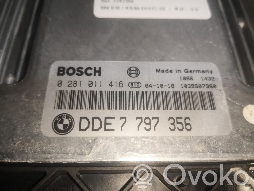 BMW 1 E81 E87 Unité de commande, module ECU de moteur 