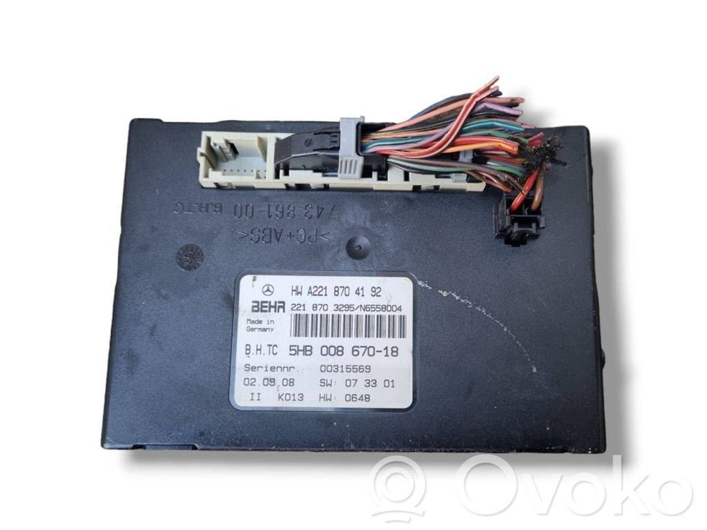 Mercedes-Benz S W221 Modul unitate control aer condiționat 