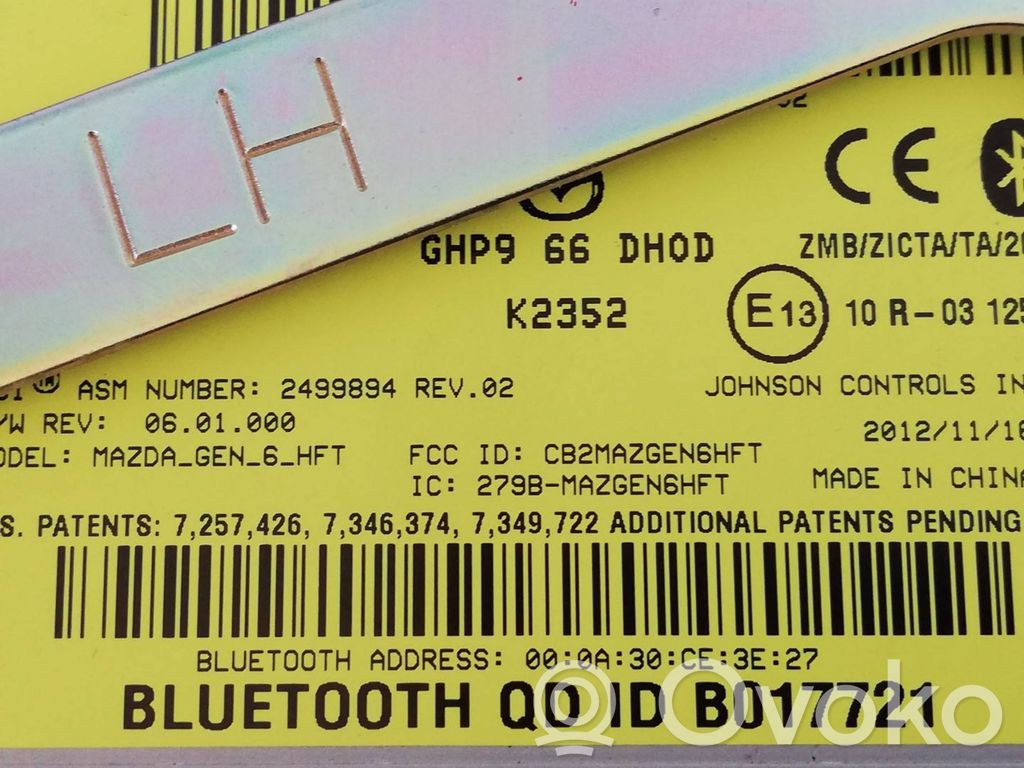 Module unité de contrôle Bluetooth   GHP966DH0D,K2352,2499894