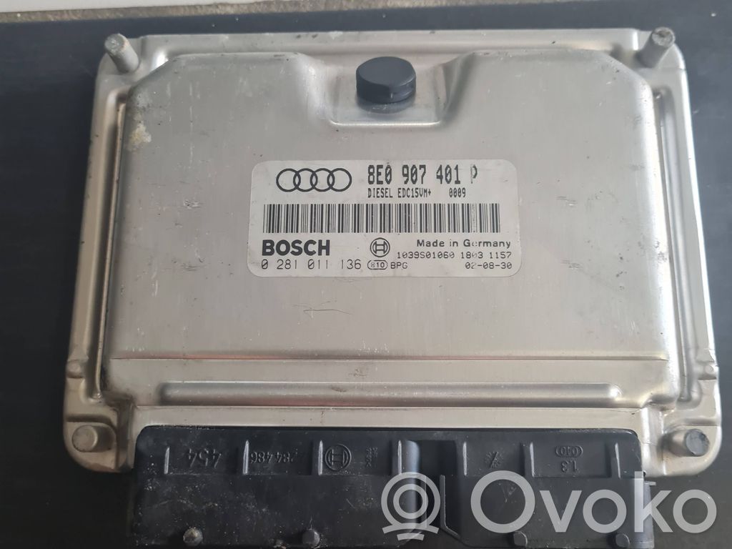 Engine control unit/module   8E0907401P,0281011136,1039S01060