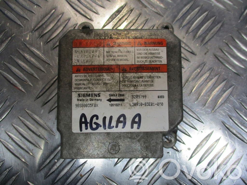 Opel Agila A Airbag control unit/module 