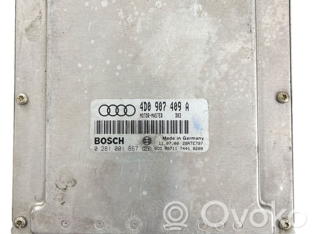 Unidad de control/módulo del motor   4D0907409A,0281001867