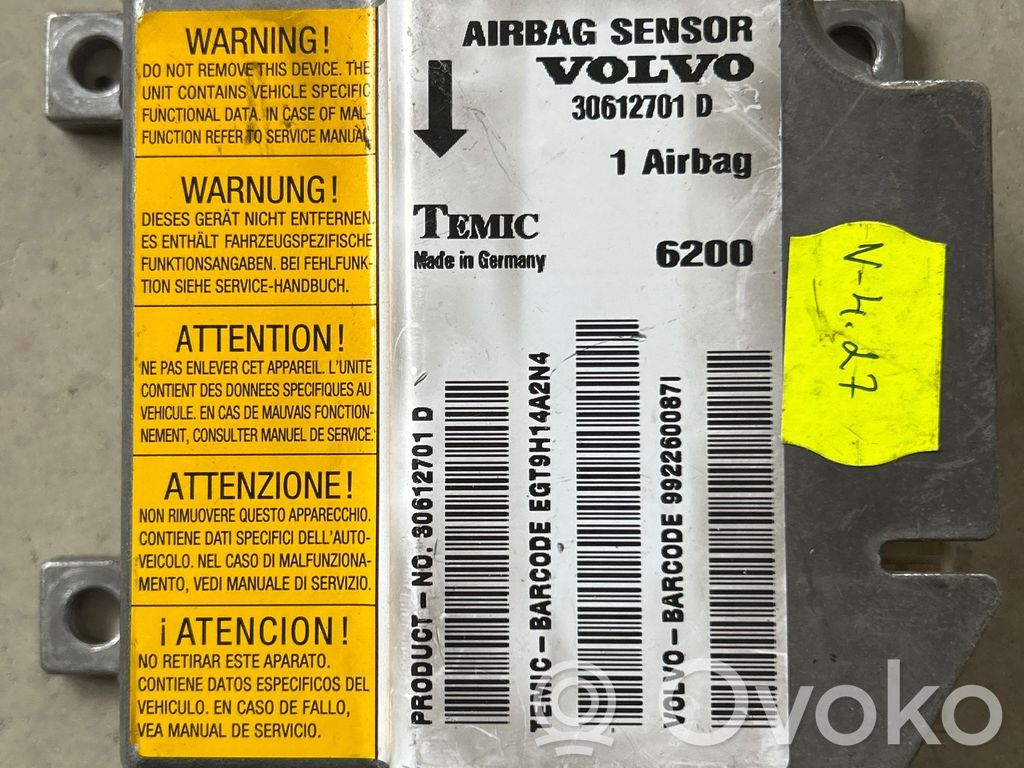 Volvo S40, V40 Airbag control unit/module 