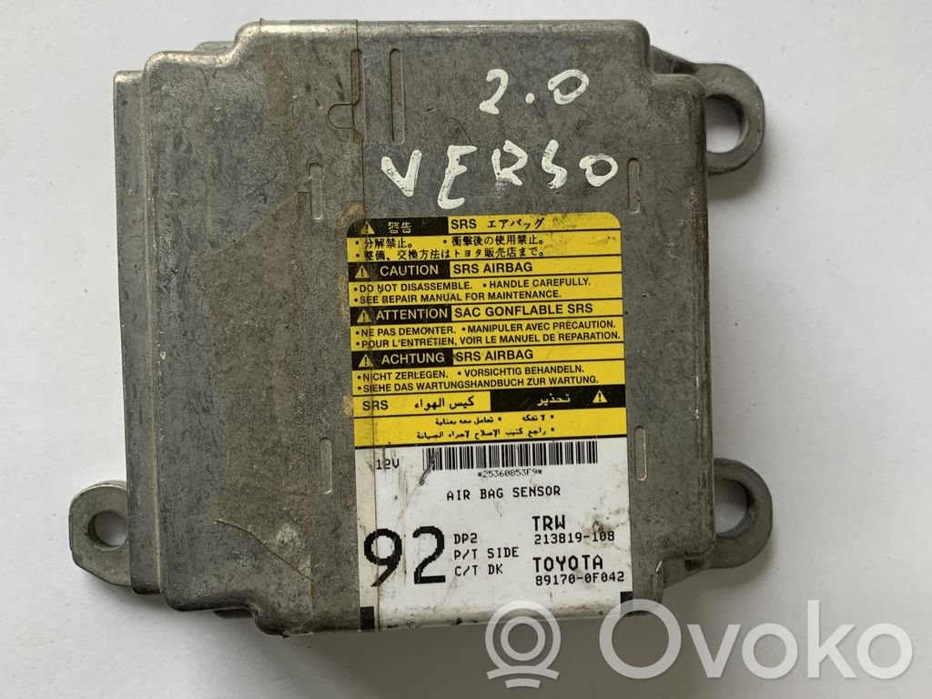 Toyota Corolla Verso AR10 Airbag control unit/module 