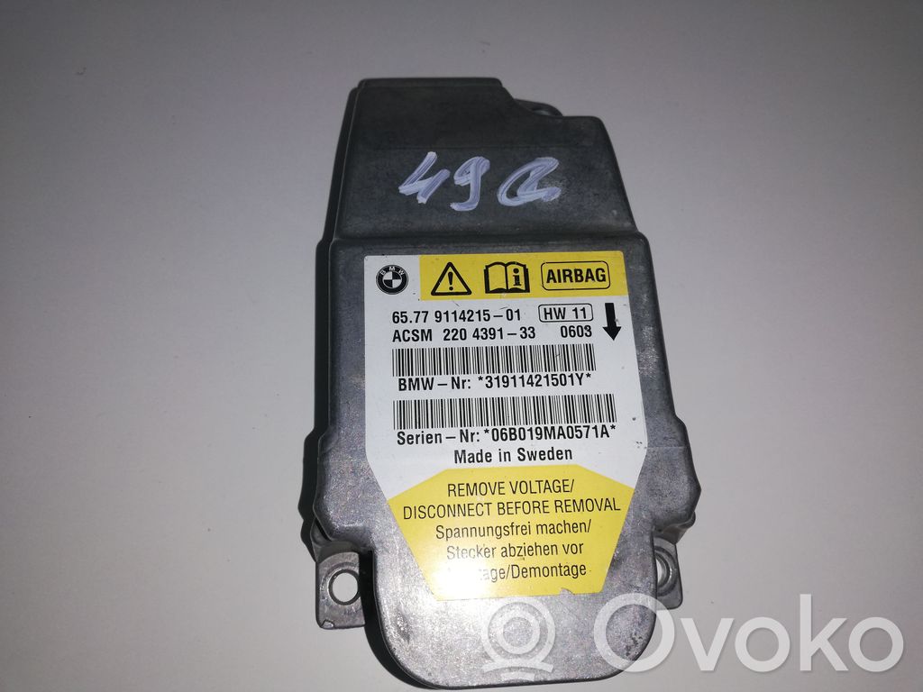 BMW 5 E60 E61 Unidad de control/módulo del Airbag 