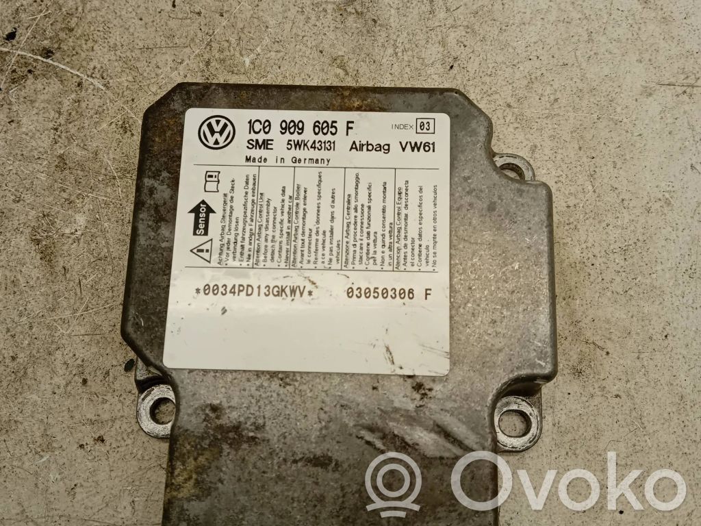 Airbag control unit/module   1C0909605F,5WK43131,03050306F,0034PD13GKW