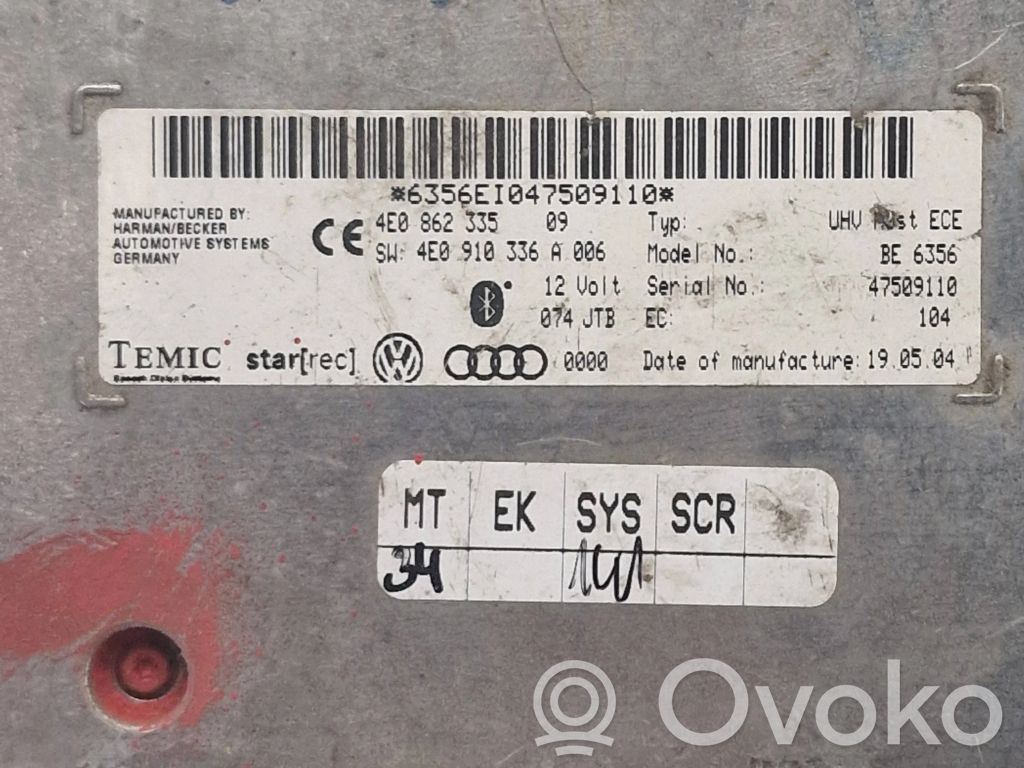 Audi A6 S6 C6 4F Unidad de control/módulo de bluetooth 